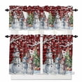 thumbnail image 1 of Christmas Red Kitchen Curtains and Valances Set, Plaid Snowman Chalet Pine Branch Winter Snowflake Rod Pocket Window Valance Window Curtain Panels for Living Room Bedroom Laundry, 27.5x24in, 3 Pieces, 1 of 7