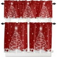 thumbnail image 1 of Christmas Red Kitchen Curtains and Valances Set, Rod Pocket Curtains Tier Farmhouse Window Curtains 24 Inch Length, Winter Xmas Pine Trees Snowflake Ball 3 Piece Kitchen Curtains Set, 1 of 6