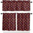 thumbnail image 1 of Christmas Red Kitchen Curtains and Valances Set, Rod Pocket Curtains Tier Farmhouse Window Curtains 36 Inch Length, Xmas Leaves Vine Star Ball Berry Plants 3 Piece Kitchen Curtains Set, 1 of 6