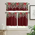 thumbnail image 1 of Christmas Red Kitchen Valance and Tiers Set of 3,Xmas Poinsettia Flower Rod Pocket Curtains,Eucalyptus Leaves Window Valances Light Filter Privacy Drapes,Pine Cones Snowflake Window Treatment Curtain, 1 of 5