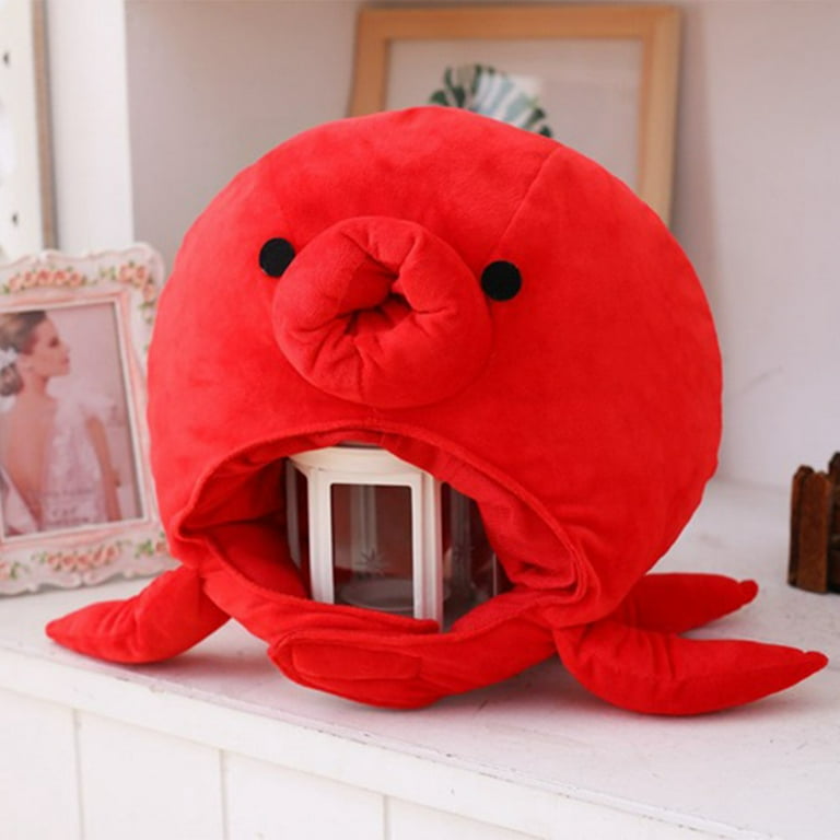 Christmas Red Octopus Head Hat Cosplay Props Accessories Plush Toy