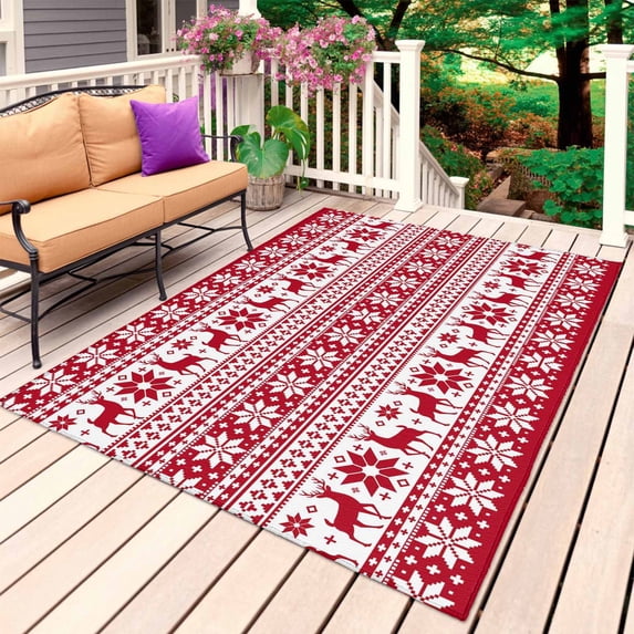 Christmas Red Outdoor Rug 3x5 Ft, Non Slip Washable Area Rug, Xmas ...