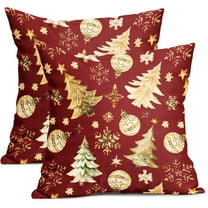 Christmas Red Pillow Covers 20X20 Inch Gold Xmas Tree Snowflakes Decorative Pillow Cases Set of 2 Winter Holiday Throw Pillows Farmhouse Home Decor for Sofa Couch Cushion Outdoor