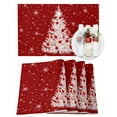 thumbnail image 1 of Christmas Red Placemats Set of 6 White Xmas Tree Winter Snowflakes Heat Insulation Washable Place Mats, Rustic Non-Slip Table Mats for Dining Table Party Kitchen Decor,13x19 Inch, 1 of 4