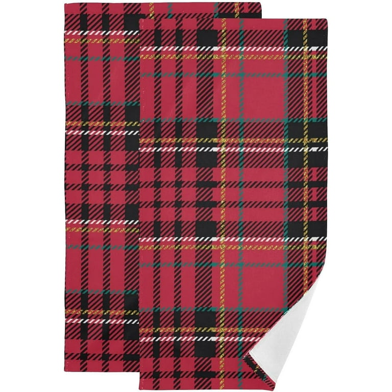 Christmas Red Plaid Hand Towels 2 PCS, Modern Classic Pattern Kitchen Towel  Ultra Soft and Highly Absorbent,Decorative Fingertip Face Towel for Bathroom  Hotel, 28.3x14.4 