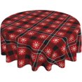 thumbnail image 1 of Christmas Red Plaid Round Tablecloth 60 Inch, Winter Snowflake Tablecloth, Washable Waterproof Wipeable Polyester Fabric, Farmhouse Checkered Table Cloth Cover for Holiday Party Kitchen Decor, 1 of 6