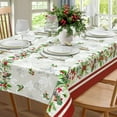 thumbnail image 1 of Christmas Red Poinsettia Flower Tablecloth, Merry Christmas Table Cloth Waterproof, Winter Christmas Xmas Kitchen Table Decor for Dining Holiday Party 60x84 Inch Rectangle, 1 of 6