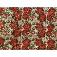 thumbnail image 1 of Christmas Red Poinsettia Gold Snowflakes on Ivory Poly Cotton Fabric - Sold by the Yard - 58" / 59", 1 of 3