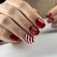 thumbnail image 1 of Christmas Red Press on Nails Short Square Fake Nails Winter Xmas Press on Nails Snowflake with Design Glossy False Nails Christmas Glue on Nails Christmas Nails for Women 24 pcs, 1 of 6