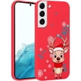 thumbnail image 1 of Christmas Red Print Phone Case for Samsung Galaxy S21 5G 6.2", with Aesthetics Pattern Design Soft TPU Silicone Xmas Cases, Shockproof Bumper Protector Camera Girls Women Cover, Red Deer, 1 of 6