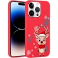 thumbnail image 1 of Christmas Red Print Phone Case for iPhone 13 Pro Max 6.7", with Aesthetics Pattern Design Soft TPU Silicone Xmas Cases, Shockproof Bumper Protector Camera Girls Women Cover, Red Deer, 1 of 6