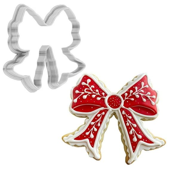 Christmas Red Ribbon Bow Cookie Cutter 4 Inch Made in USA by WONDERTORY