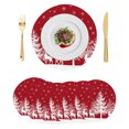 thumbnail image 1 of Christmas Red Round Placemats Set of 6, Braided Polypropylene Place Mats, White Xmas Tree Elk Winter Snowflake Washable Table Mats for Kitchen Dinner Holiday Wedding Party Coffee Table Decoration 15", 1 of 9