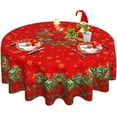 thumbnail image 1 of Christmas Red Round Tablecloth 60 Inch, Winter Snowflake Floral Table Cloth for Xmas Farmhouse Kitchen Decor, Wipeable Polyester Fabric Table Cover for Holiday Party, 1 of 6