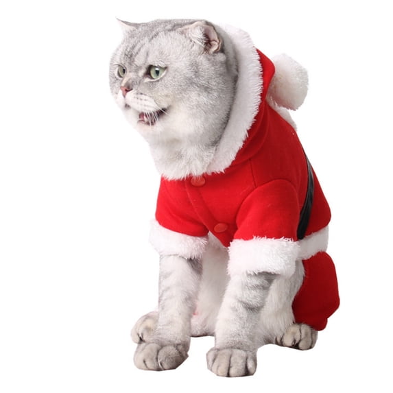Christmas Red SantaCat Dog Costume Cosplay Perform Hooded Sweatershirt