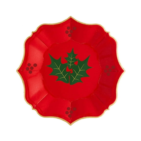Red Christmas Dinner Plates | Unique Porcelain Inspired Paper Plates