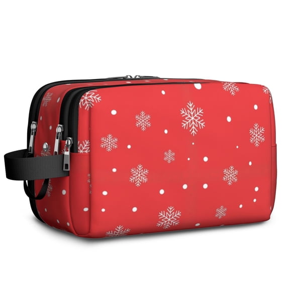 Christmas Red Snowflake Dot Pattern Travel Toiletry Bag, Dopp Kit with ...
