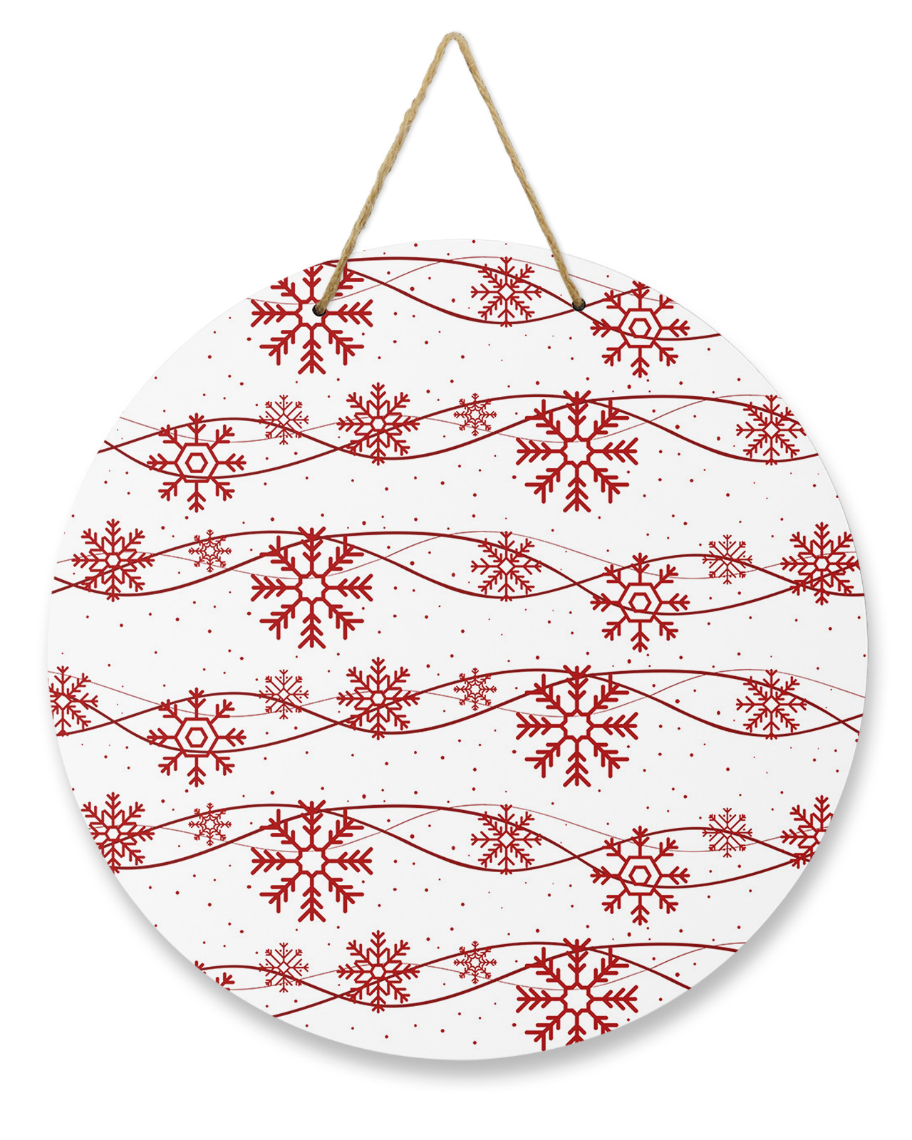 Christmas Red Snowflake Wave Wreaths for Front Door, Rustic Wood