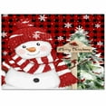 thumbnail image 1 of Christmas Red Snowman Area Rug 2x3ft Winter Snowflakes Tree Red Plaid Non-Slip Washable Square Rugs Soft Felt Indoor Floor Mat for Bedroom Kitchen Living Room Bathroom, 1 of 8