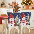 thumbnail image 1 of Christmas Red Snowman Chair Covers Set of 6 Winter Snowflakes Xmas Tree Blue Chair Back Covers Stretch Removable Washable Slipcovers Protector for Dining Room Kitchen Party Decor, 1 of 5