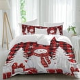 thumbnail image 1 of Christmas Red Snowman Comforter Set California King Size, White Pine Tree Xmas Balls Snow Plaid Soft Bedding Set for Man Woman, 4 Pieces Duvet Cover Set with Fitted Sheet, 2 Pillowcases, 1 of 9