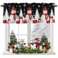 thumbnail image 1 of Christmas Red Snowman Valances for Windows, White Pine Tree Xmas Balls Snow Black Rod Pocket Valance Short Window Treatments Curtains for Kitchen Bathroom Bedroom Decor, 60 x 14 In, 1 of 9