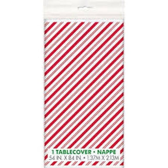 Christmas 'Red Stripes Snowman' Plastic Tablecover (1ct)
