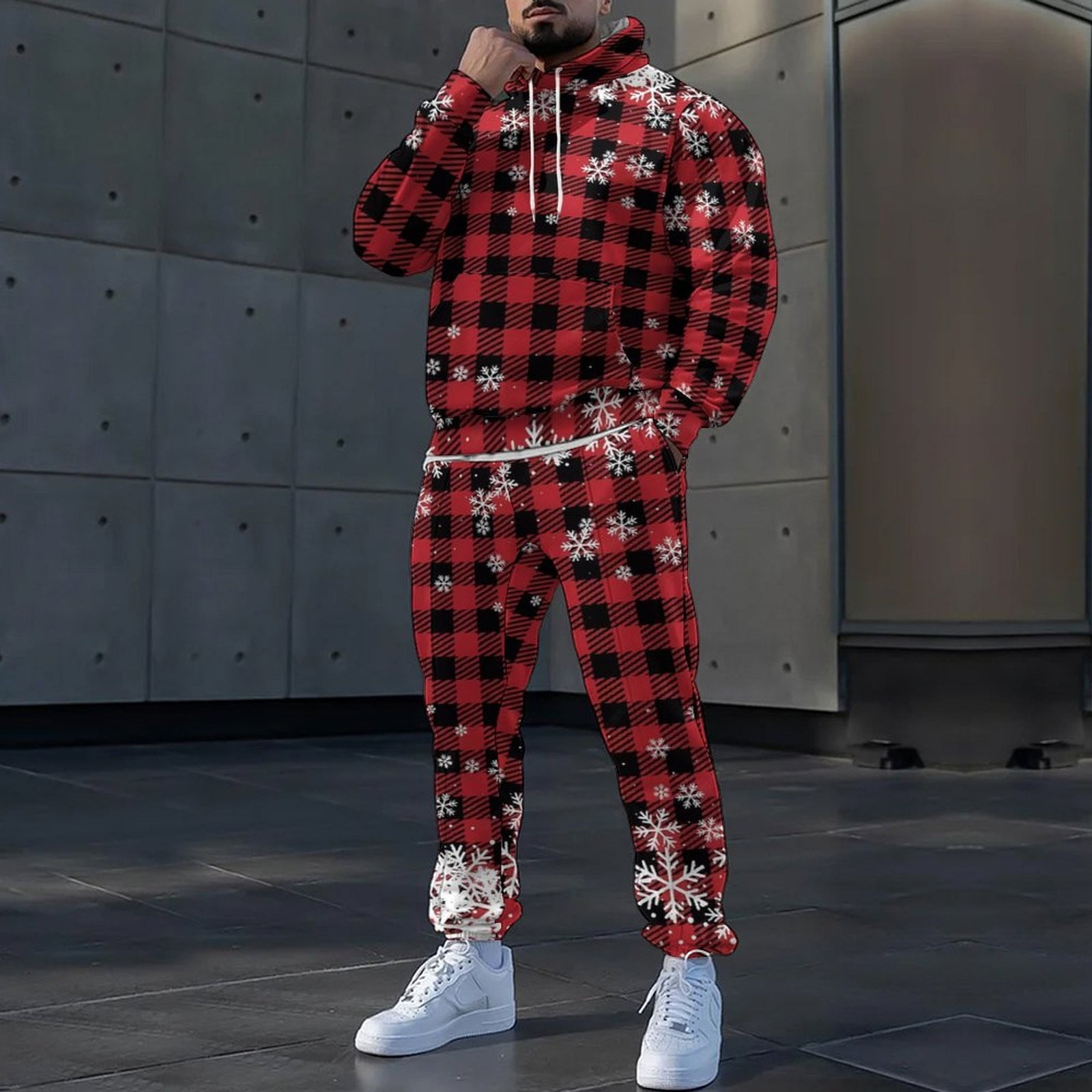 Christmas Red Sweatpants for Men s Casual Fashionable Loose And Trendy 3D Printed Long Sleeved Pants Set Fall Trendy Outfits Walmart Business Supplies