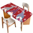 thumbnail image 1 of Christmas Red Table Cloths for 6 Foot Rectangle Tables, Cute Gnomes Xmas Winter Snowflakes Patio Waterproof Elastic Fitted Tablecloths, Washable Rectangular Table Cover for Camping, 1 of 8