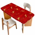 thumbnail image 1 of Christmas Red Table Cloths for 6 Foot Rectangle Tables, Yellow Reindeer Xmas Trees New Year Patio Waterproof Elastic Fitted Tablecloths, Washable Rectangular Table Cover for Camping, 1 of 8