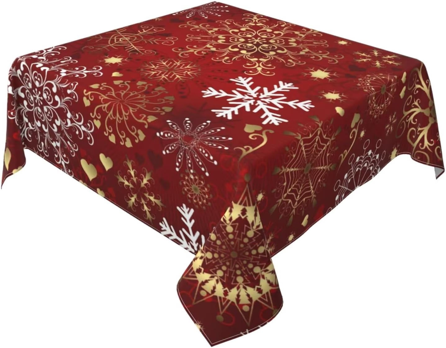 Christmas Red Tablecloth Square 60 x 60 Inch Winter Snowflake Square ...