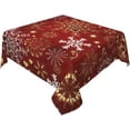 thumbnail image 1 of Christmas Red Tablecloth Square 60 x 60 Inch Winter Snowflake Square Table Cloth Polyester Fabric Xmas White Gold Snowflake Table Cover for Kitchen Party Picnic Outdoor Decor, 1 of 7