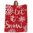 thumbnail image 1 of Christmas Red Throw Blanket, Flannel Fleece Blanket with Striped Design for Couch, Winter Snowflakes Merry Xmas New Year Soft Breathable All Season Plush Blankets for Loveseat Sofa Bed 60"x80", 1 of 9