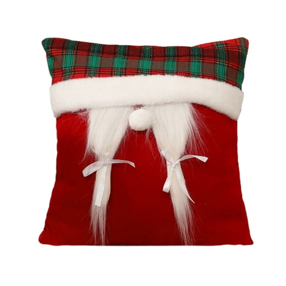 Christmas Red Throw Pillow – 18x18in Polyester Decorative Cushion for Sofa, Chair, Bed or Tabletop Scene – Holiday Party Home Decoration Prop