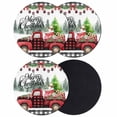 thumbnail image 1 of Christmas Red Truck Coasters Set of 4, Absorbent Coasters for Drinks, Xmas Tree Snowman Winter Gifts Plaid Coaster for Desk Coffee Table Protection, Home Decor House Warming Gifts 4", 1 of 8