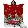 thumbnail image 1 of Christmas Red Truck Flannel Blanket for Bed,Travel and Camping, Winter Car Deer Xmas Trees Snowflakes Super Soft Cozy Blanket for All Seasons 40"x50", 1 of 9