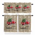 thumbnail image 1 of Christmas Red Truck Kitchen Curtains and Valances Set, Winter Tree Snowflake Linen Vintage Rod Pocket Window Valance 18 Inch Window Curtain Panels for Living Room Bedroom Laundry, 27.5x24in, 3 Pieces, 1 of 7