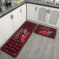 thumbnail image 1 of Christmas Red Truck Kitchen Rugs Set 2 Pieces, Non-Skid Floor Mats, Buffalo Plaid Check Merry Christmas Carpets, Xmas Floor Decor, 17"x47"+17"x30", 1 of 7