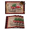 thumbnail image 1 of Christmas Red Truck Placemats Set of 6 Winter Tree Snowflake Red Plaid Board Heat Insulation Washable Place Mats, Rustic Non-Slip Table Mats for Dining Table Party Kitchen Decor,13x19 Inch, 1 of 4