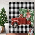 thumbnail image 1 of Christmas Red Truck Shower Curtain, 66" x 72", Xmas Green Tree Black Buffalo Plaid Winter Waterproof Bathroom Curtain Washable Shower Curtain Set with 12 Hooks, 1 of 6