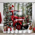 Christmas Red Truck Snowman Shower Curtain Festive Holiday Bathroom