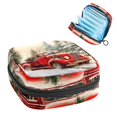thumbnail image 1 of Christmas Red Truck Snowy Winter Sanitary Napkin Storage Bag, Zipper Menstrual Cup Pouch Feminine Menstruation First Period Pads Holder for Girls Women Ladies, 1 of 6