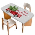 thumbnail image 1 of Christmas Red Truck Table Cloths for 5 Foot Rectangle Tables, Xmas Pine Tree Winter Snowflakes Grey Patio Waterproof Elastic Fitted Tablecloths, Washable Rectangular Table Cover for Camping, 1 of 8