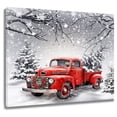 thumbnail image 1 of Christmas Red Truck Wall Art, Snow Covered Pine Tree with Farm Truck Canvas Wall Art, Grey Snowy Winter Framed Wall Art for Living Room Bathroom Bedroom Kitchen Ready to Hang, 10X8 Inches, 1 of 8
