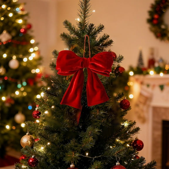 Christmas Red Velvet Bow Decoration - Xmas Tree/Mall Window/Wedding Setup, High-End Festive Atmosphere Maker