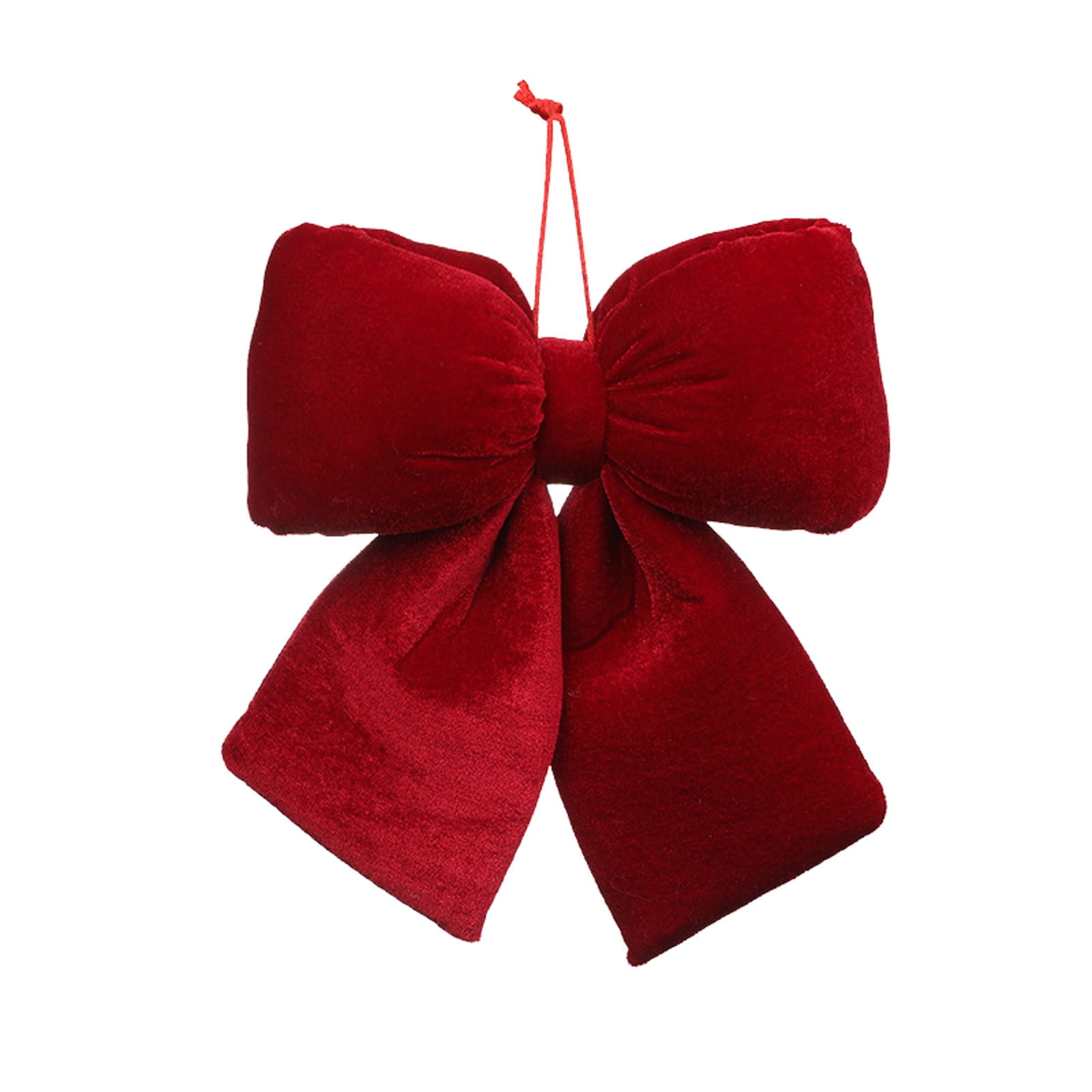 Christmas Red Velvet Bows Knots with Red Lanyard for Winter Christmas Party Favor Home Outdoor New Year Decoration, 7.8x7.8in