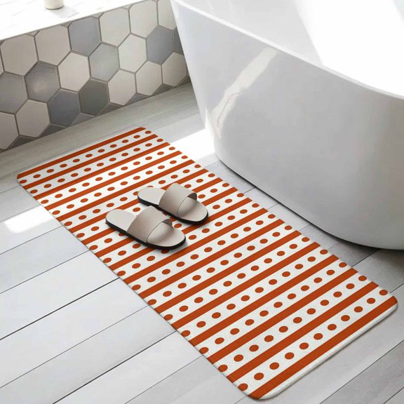 Christmas Red Vertical Striped Bathroom Runner Rugs Non Slip Washable Absorbent Narrow Long Bath Mat Red Polka Dots Farmhouse Runner Rugs for Kitchen Hallway Bedroom Laundry Study Room 15.7"x47.2"