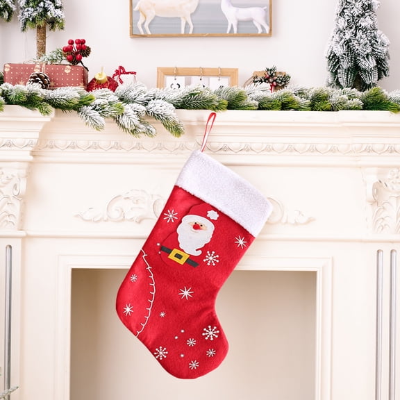 Christmas Red And White Felts Christmas Stockings Christmas Door Hangings Wall Hangings Windowsill Fireplace Ornaments Christmas Gift Bags With Lanyards