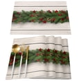thumbnail image 1 of Christmas Red Wood Grain Kitchen Dining Table r Accessories 4/6pcs Placemat Heat Resistant Tableware Pads Mats, 1 of 7