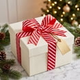 thumbnail image 1 of Christmas Red and White Stripe Polyester Grosgrain Ribbon for Gift Wrapping, Holiday Bows and Crafts, 1 of 6